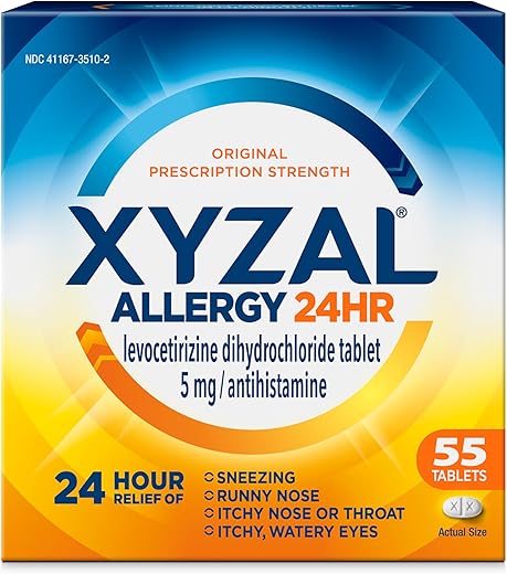 24-Horas de Alívio de Alergia, 55 Comprimidos, Força Original da Prescrição - Xyzal