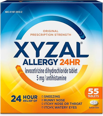 24-Horas de Alívio de Alergia, 55 Comprimidos, Força Original da Prescrição - Xyzal
