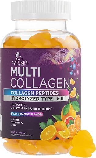 Nature's Nutrition - Gomas de Colágeno com 2500mcg de Biotina e Vitamina C – Fortaleça sua pele e cabelos