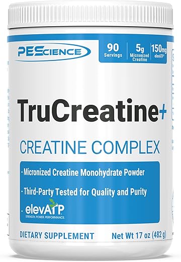 TruCreatine: Pó de Creatina Monohidratada e ElevATP, 90 Porções - PEScience