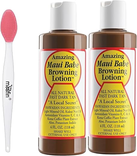 moofin - Browning Lotion 4 Oz – Kit Creme Bronzeador + Pincel Limpeza Nariz – Glow Bronzeado – Loção Bronzeadora – Coco Hidratante