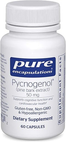 Pure Encapsulations - Pycnogenol 50 mg | Extrato de Casca de Pinheiro | Suporte à Função Cognitiva e Saúde Cardiovascular | 60 Cápsulas |