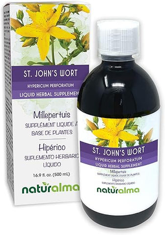 Erva de São João (Hypericum perforatum) com Flores – Tintura sem Álcool – Extrato Líquido em Gotas 500ml – Suplemento Herbal – Vegano - Naturalma