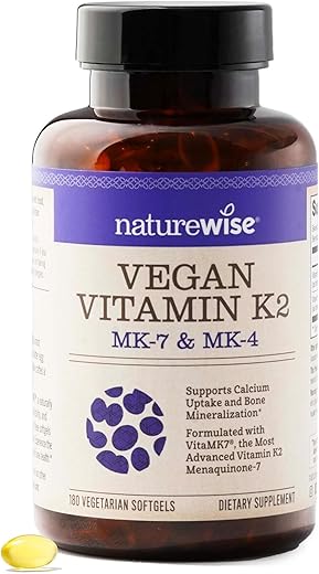 Vitamina K2 MK-7 100mcg e MK-4 500mcg – Fórmula Bioativa Aprimorada – Suplemento Complexo K para Saúde Óssea e Cardíaca – Vegano, Sem Glúten, Não-OGM – 180 cápsulas - NatureWise