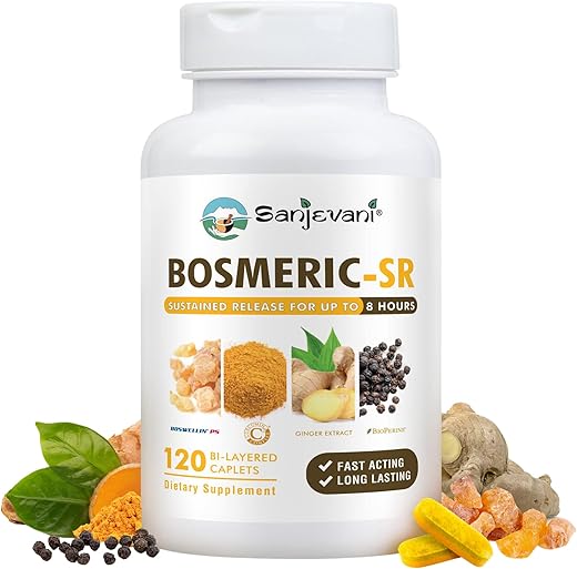BOSMERIC-SR - Suplemento de Suporte Articular, Poderosa Combinação de Cúrcuma Curcumina com Pimenta Preta, Extrato de Boswellia