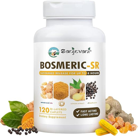 BOSMERIC-SR - Suplemento de Suporte Articular, Poderosa Combinação de Cúrcuma Curcumina com Pimenta Preta, Extrato de Boswellia