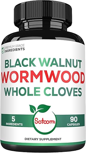 Satoomi - Wormwood Capsules 5 em 1 – Noz Preta Cravo Cúrcuma Berberina HCl – 90 Cápsulas – Sistema Imunológico