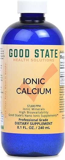 Cálcio Líquido Iônico (96 porções de 144 mg elemental, mais 2 mg de ácido fúlvico – 240 ml) - Good State