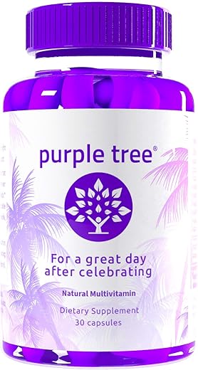 purple tree - Vitaminas de Bem-Estar Pós-Celebração Purple Tree | Suporte ao Fígado, Hidratação Rápida, Repositor Corporal | DHM, Cardo Mariano, Eletrólitos, Vitamina B, Casca de Salgueiro