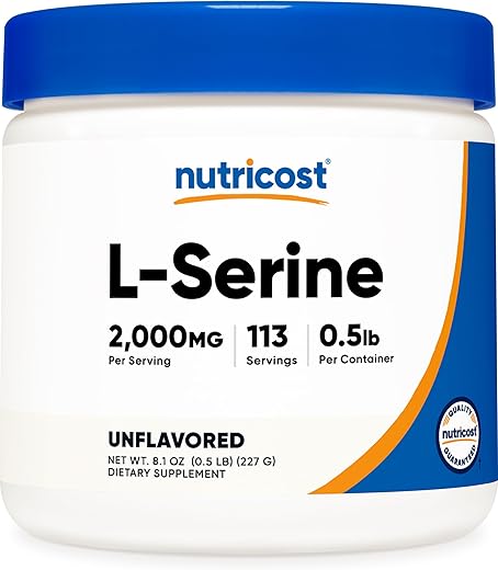 L-Serine em Pó, 113 Porções (227g) – 2.000 MG por Porção – Livre de Transgênicos, Sem Glúten - Nutricost