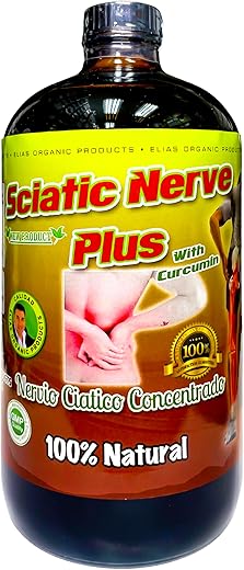 Elias Organic Products - Sciatic Nerve Plus – Suplemento Líquido com Curcumina 946ml