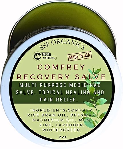 Serendipitous Summer Farms - SSF ORGANICS – Pomada de Recuperação de Confrei 60g, Super Concentrada para Todos os Propósitos, Cicatrização Avançada para Condições de Pele, Cuidados Pós-Tatuagem, Articulações Doloridas, Pós-Treino, Dor