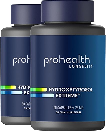 Hydroxytyrosol Extreme 2-Pack com Olea25 (90 Cápsulas Vegetarianas) – Extrato de Folha de Oliveira Orgânica - ProHealth
