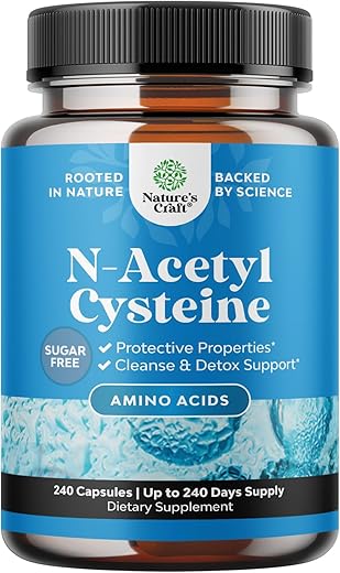 Natures Craft - N-Acetyl Cysteine 600mg – Cápsulas Veganas de Alta Absorção e Sem Odor – Precursor de Glutationa para Limpeza e Desintoxicação do Fígado – Marca NAC