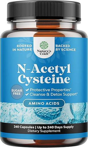 Natures Craft - N-Acetyl Cysteine 600mg – Cápsulas Veganas de Alta Absorção e Sem Odor – Precursor de Glutationa para Limpeza e Desintoxicação do Fígado – Marca NAC