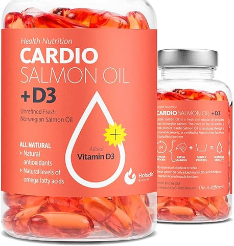 Hofseth BioCare - Cardio Triple Strength Ômega 3 com Vitamina D3-1000mg, Óleo de Salmão Norueguês com EPA – 60 cápsulas