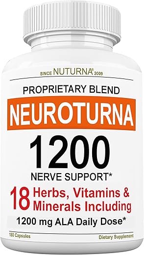 Nuturna - Suplemento de Suporte à Neuropatia com 1200 mg de Ácido Alfa Lipóico Puro – Fórmula de Força Máxima para Fortalecer os Nervos em Dedos, Mãos e Dedos dos Pés