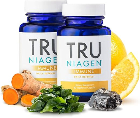 Suplemento de Suporte Imunológico – Vitamina C de Fermentação, Vitamina D3 Vegana 2000 UI, Zinco, além de Theracurmin (Curcumina) – NAD Multi Premiado - TRU NIAGEN