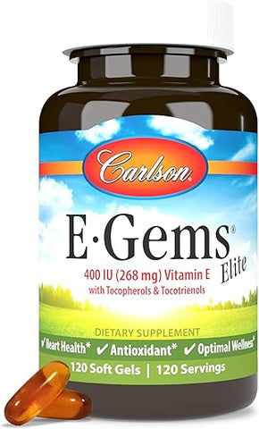 E-Gems Elite, 400 UI (268 mg) Vitamina E com Tocoferóis | Compre Agora! - Carlson