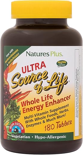 Natures Plus - NaturesPlus Ultra Source of Life Multivitamínico – 180 Comprimidos – Suporte à Saúde Imunológica e Energia