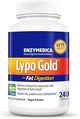 Lypo Gold – Enzimas Digestivas para Digestão de Gordura, Ação Rápida contra Gases - Enzymedica