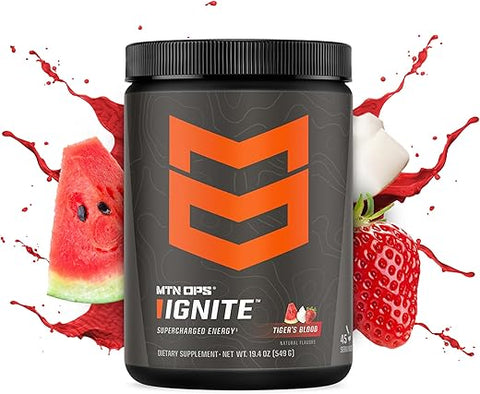 Ignite: Energético em Pó Supercharged 45 Porções, Sabor Sangue de Tigre – 450g - MTN OPS