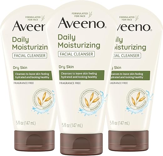 Limpeza Facial Hidratante Diária com Aveia Não-OGM Calmante, Gel de Limpeza Facial Hidratante para Pele Macia – 150ml - Aveeno
