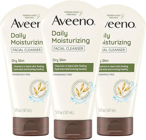 Limpeza Facial Hidratante Diária com Aveia Não-OGM Calmante, Gel de Limpeza Facial Hidratante para Pele Macia – 150ml - Aveeno