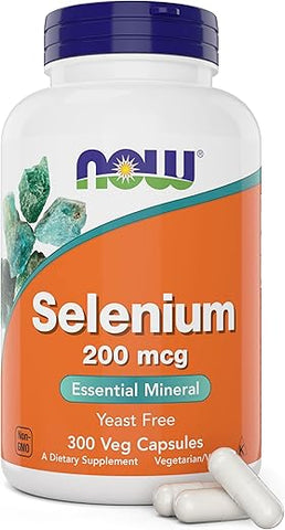 NOW Foods - Now Foods – Cápsulas de Selênio 200mcg, 300 Unidades – Suplemento Mineral L Selenometionina para Mulheres