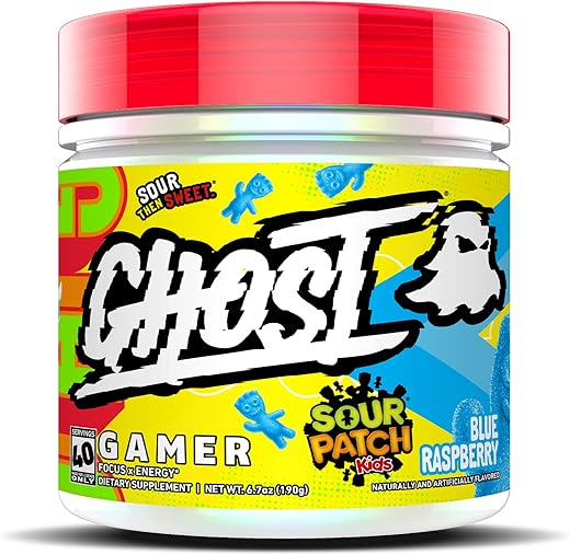 Gamer: Fórmula de Suporte para Energia e Foco – 40 Porções, Sour Patch Kids Blue Raspberry – Nootrópicos - GHOST