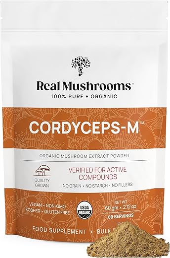 Cordyceps em Pó – Extrato de Cogumelo para Desempenho com Militaris Orgânico para Energia | 100g - Real Mushrooms