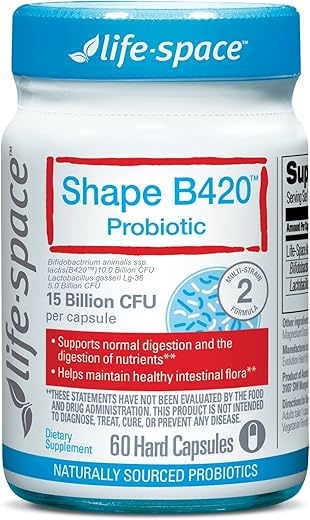 Shape B420™ Probióticos, Cepas Clinicamente Estudadas, Suplemento para Mulheres e Homens, Apoia a Saúde Digestiva e Taxa Metabólica, 2 Meses de Uso – 60 Cápsulas Vegetarianas - Life-Space