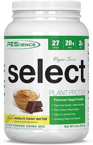 Select Vegan – Proteína em Pó à Base de Plantas, Chocolate Peanut Butter, 27 Porções, Mistura Premium de Ervilha e Arroz Integral - PEScience