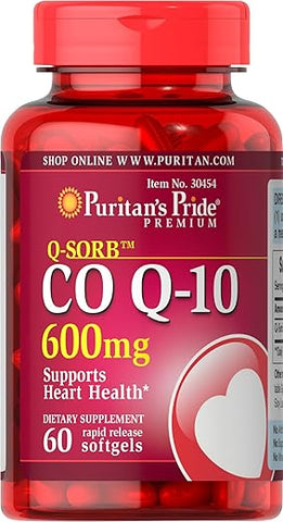 Puritan's Pride - Puritan’s Pride Q-Sorb CoQ10 600mg – Suporte à Saúde Cardíaca, 60 Softgels de Liberação Rápida
