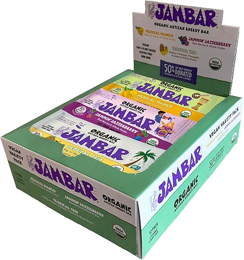 Barra Energética Orgânica Artesanal (Pacote Variado Vegano – 12 Unidades) - JAMBAR