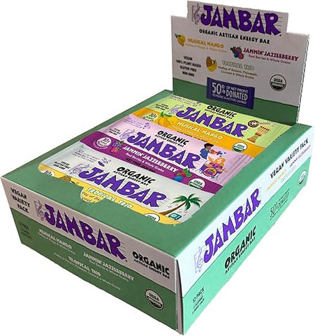 Barra Energética Orgânica Artesanal (Pacote Variado Vegano – 12 Unidades) - JAMBAR
