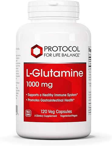 PROTOCOL FOR LIFE BALANCE - Protocolo L-Glutamina 1000mg – Aminoácido – Tecido Muscular, Saúde Intestinal, Saúde Imunológica – 120 Cápsulas Vegetais
