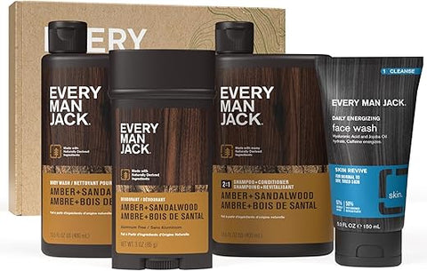 Every Man Jack - Conjunto Presente Banho e Corpo Every Man Jack Amber Sandalwood – Ingredientes Naturais
