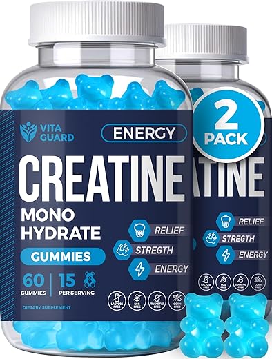 Vita Guard - 5000mg Gomas de Creatina Monohidratada Fórmula para Homens e Mulheres – Construtor Muscular Definitivo, Estimulante de Energia