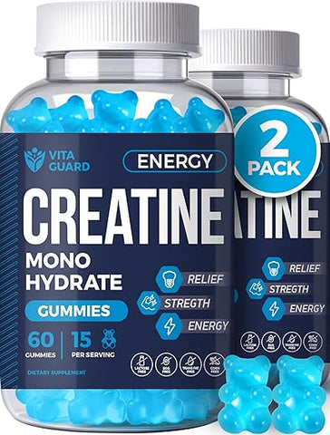 Vita Guard - 5000mg Gomas de Creatina Monohidratada Fórmula para Homens e Mulheres – Construtor Muscular Definitivo, Estimulante de Energia