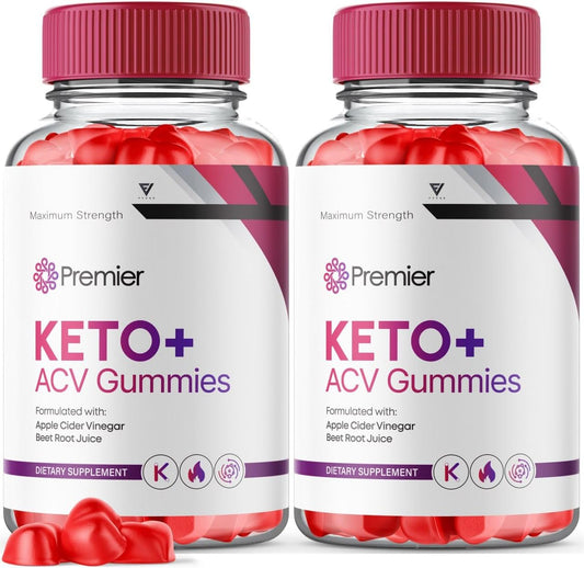 Fyvus - (2 Pacotes) Gomas Premier Keto ACV para Perda de Peso Avançada, Gomas Premier Keto, Premier ACV Keto Plus Suplemento de Vinagre de Maçã com Vitamina B12, Folate, Beterraba (120 Gomas)