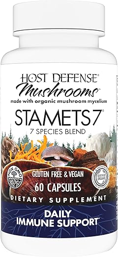 Stamets 7-7 Espécies – Suplemento de Cogumelos para Suporte Imunológico – Inclui Royal Sun Blazei, Cordyceps, Reishi, Maitake, Lion’s Mane, Chaga – 60 cápsulas - Host Defense