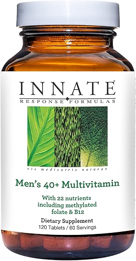 Multivitamínico Diário para Homens 40+ – Sem Ferro – Com Vitaminas B12, B6 e D3 – Vegetariano e Não-OGM – 120 Comprimidos - Innate Response Formulas