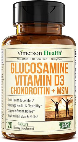 Vimerson Health - Glucosamina Condroitina com Vitamina D3, Boswellia e MSM – Fórmula Completa para Saúde das Articulações