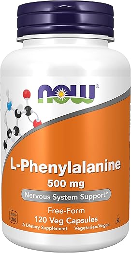 L-Phenylalanine 500mg – 120 Cápsulas (Pacote com 2) – Aumente sua energia e bem-estar com este aminoácido essencial! - NOW Foods