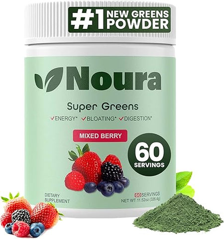 Noura Nutrition - Super Greens em Pó, 60 Porções – Imunidade, Enzimas Digestivas