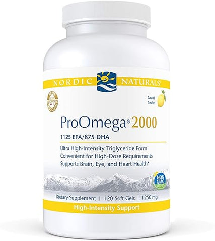 ProOmega 2000 – Óleo de Peixe Ultra Concentrado – Sabor Limão – 120 Cápsulas – 2150 mg Ômega-3 – Alta Potência – EPA - Nordic Naturals