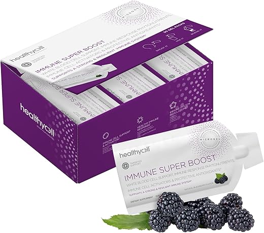 Immune Super Boost – Suplemento de Suporte Imunológico com Equinácea, Sabugueiro, Vitamina C, Zinco – MicroGel Impulsionador Imunológico para Adultos – Absorção Máxima – 30 Pacotes de Gel - Healthycell