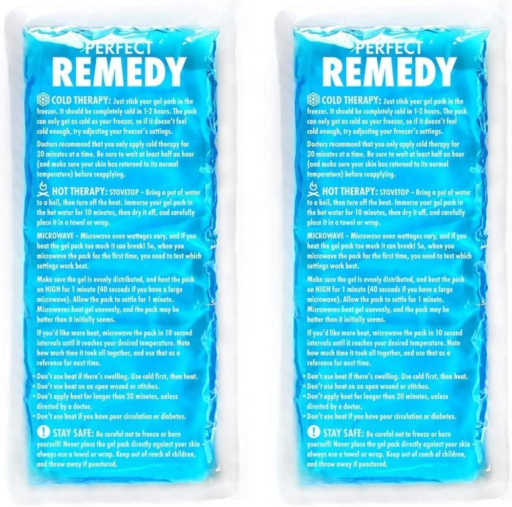 Perfect Remedy - Gel Ice Packs para Lesões – Pacote com 2, Compressa de Gelo Reutilizável para Frio e Calor, Alívio Suave para Lesões, Alternativa para Bolsas de Água Quente, Gel Reutilizável para Lesões