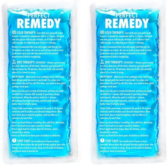 Perfect Remedy - Gel Ice Packs para Lesões – Pacote com 2, Compressa de Gelo Reutilizável para Frio e Calor, Alívio Suave para Lesões, Alternativa para Bolsas de Água Quente, Gel Reutilizável para Lesões